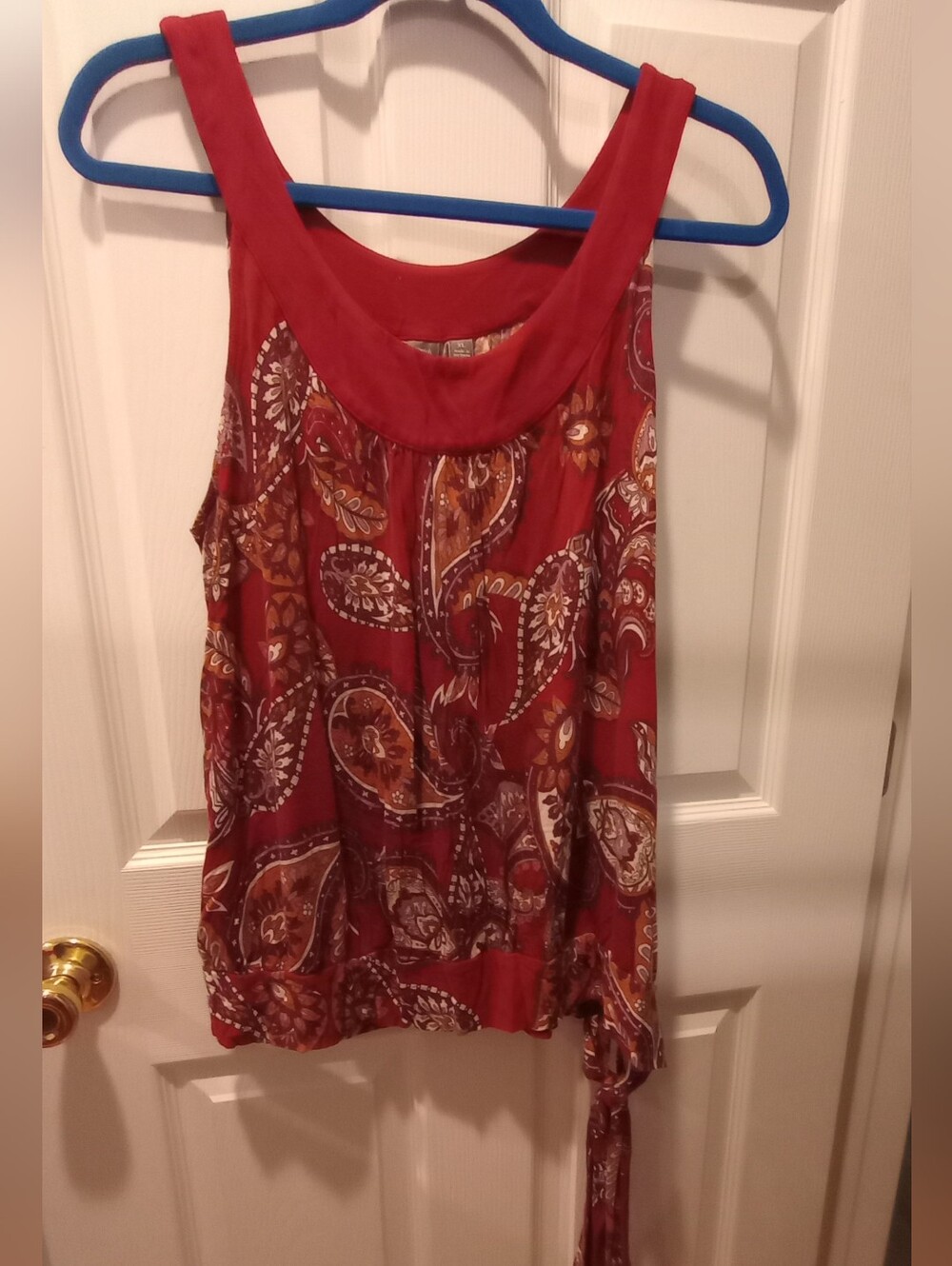 Apt. 9 Red Paisley Tie-Hem Tank